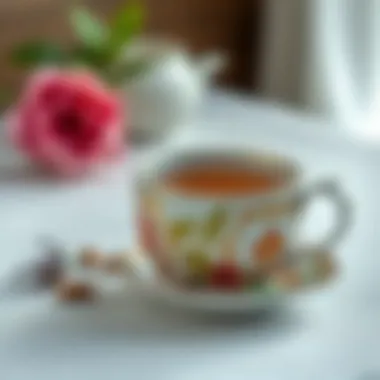 Elegant ceramic herbal tea cup with intricate designs