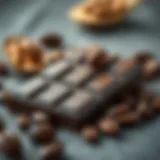 The Essence of Dark Chocolate Dark chocolate bar with cocoa beans