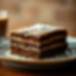 Decadent brownie cake showcasing rich layers and textures