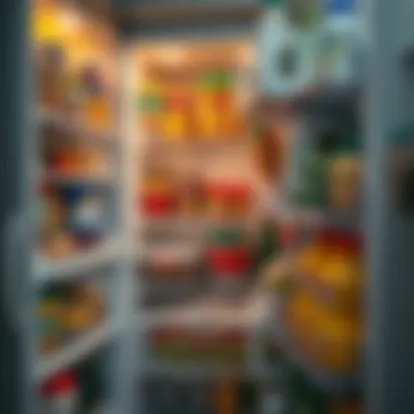Efficient Food Storage in Refrigerators An organized refrigerator with various food items stored efficiently