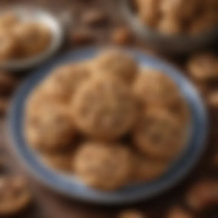 Delicious cookies shaped like walnuts arranged on a decorative plate