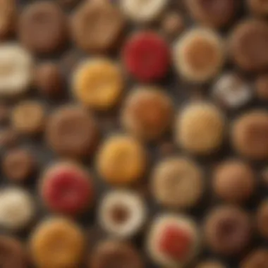 Creative assortment of walnut-shaped cookies with various toppings