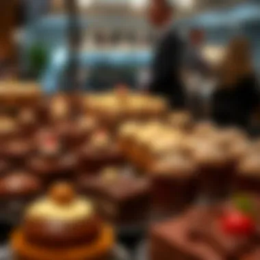 Elegant chocolate desserts displayed at a gourmet event