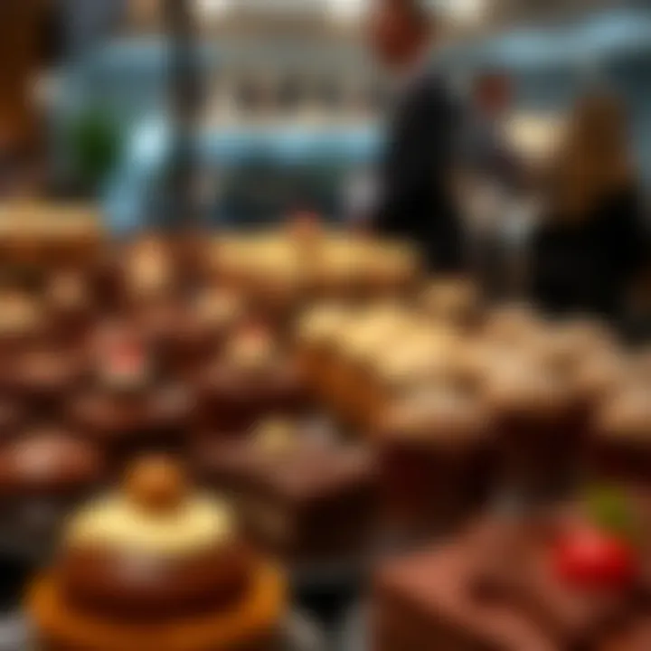 Elegant chocolate desserts displayed at a gourmet event