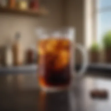 A clear glass pitcher showcasing the cold brew coffee