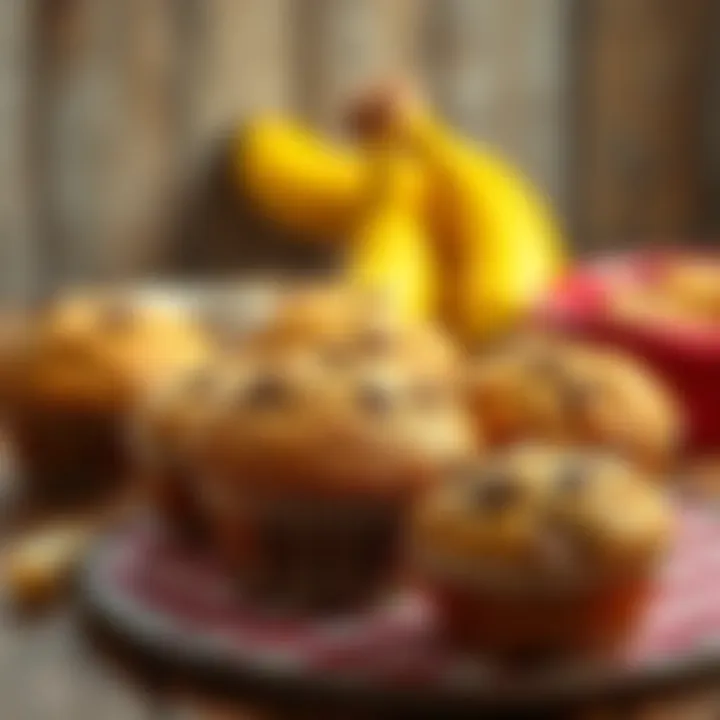 Creative variations of banana muffins using alternative ingredients displayed on a rustic table