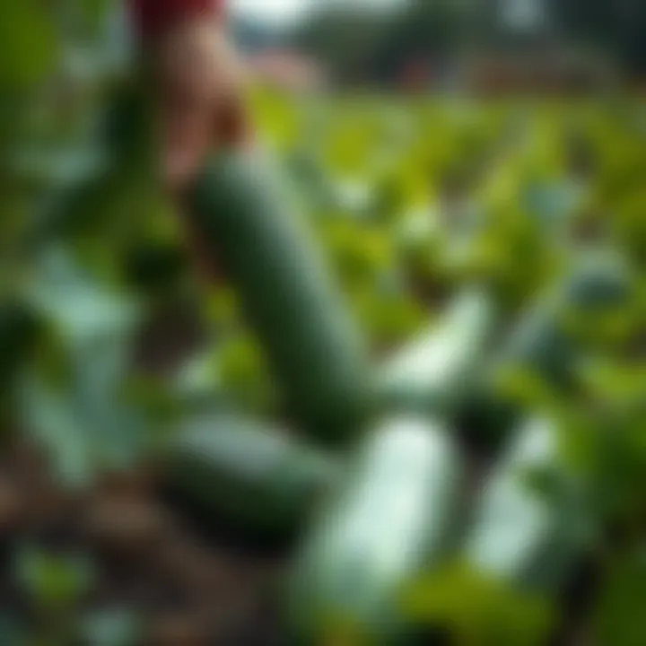Cucumbers being harvested from a field