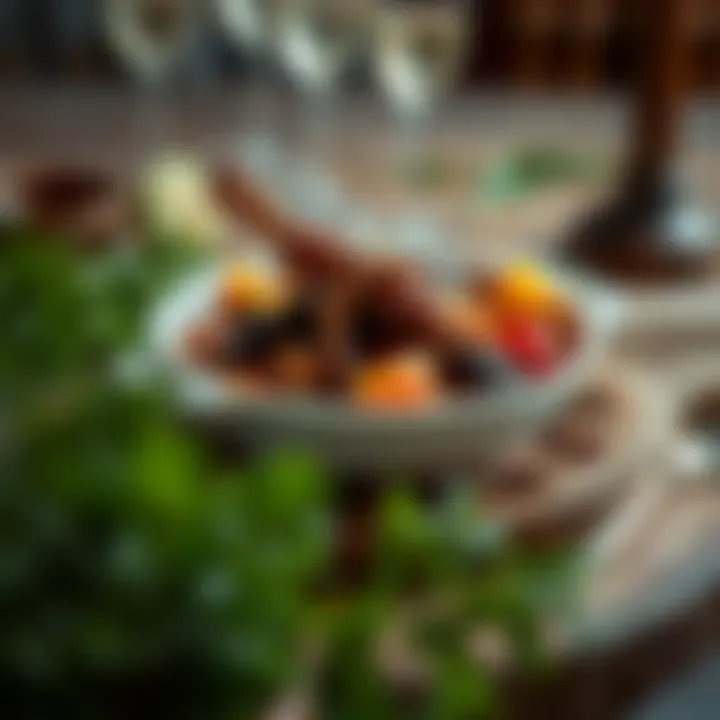 Exquisite Oxtail Stew Presentation A beautifully plated dish of oxtail stew with vibrant vegetables