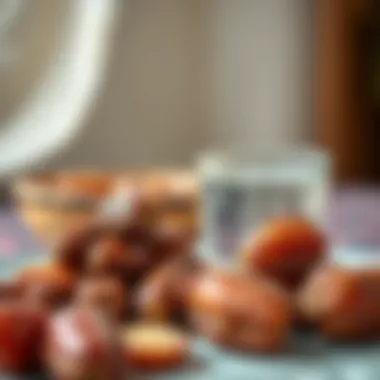 Essential Elements for Iftar A close-up of dates and water, staple items for breaking fast