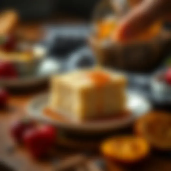 A delightful serving of semolina halva with a drizzle of syrup