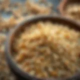 An overview of bulgur grains in a wooden bowl