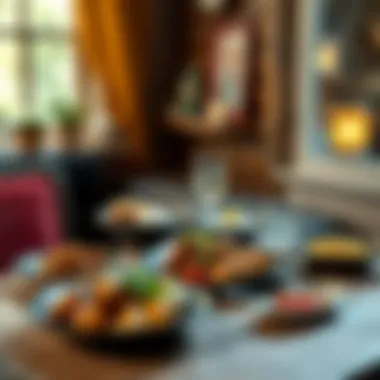 A cozy dining setting featuring Köfteci Yusuf dishes and chicken wings