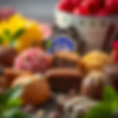 An assortment of Divan draje chocolate showcasing different flavors and textures