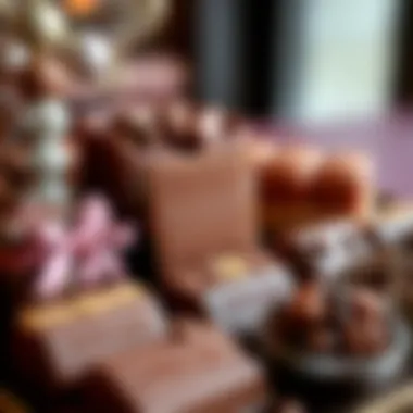 A close-up of Divan draje chocolate beautifully arranged in a decorative display