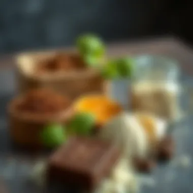 An artistic depiction of the traditional ingredients used in making Divan draje chocolate