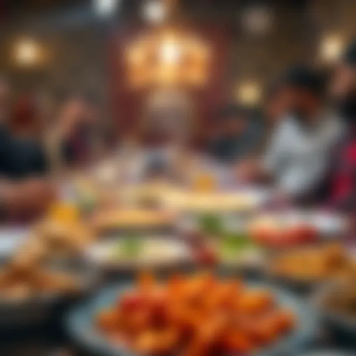 Culinary Diversity at Iftar An array of colorful dishes representing diverse culinary traditions