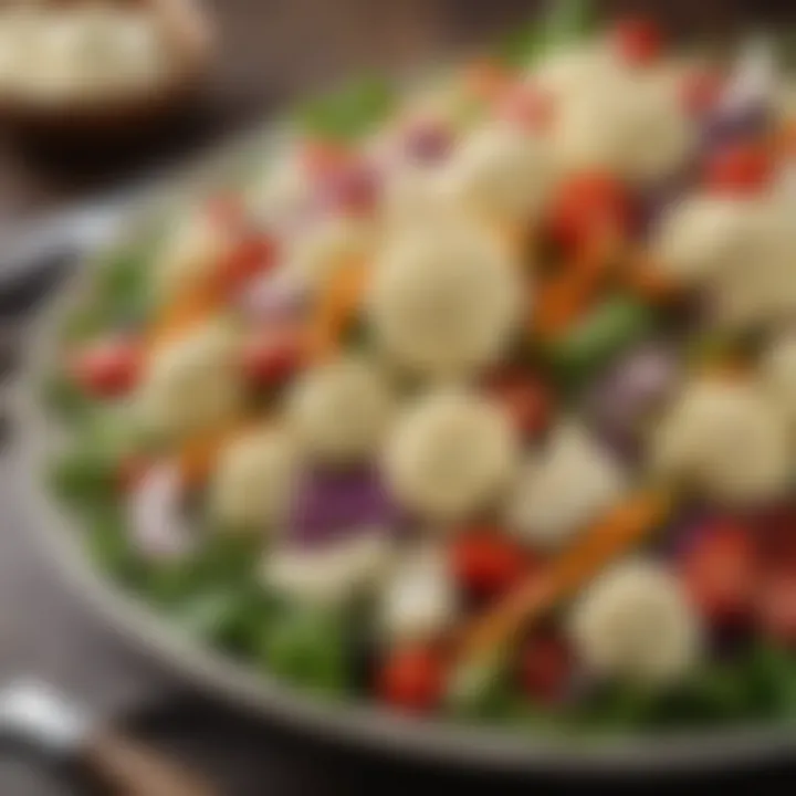 A colorful salad featuring fresh cauliflower and mixed vegetables