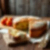 Freshly Baked Savory Diet Cake A freshly baked savory diet cake on a rustic wooden table