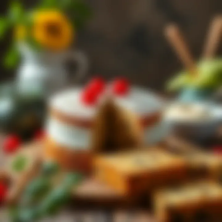 Ingredients for Healthy Savory Cake Ingredients for a healthy savory cake arranged aesthetically