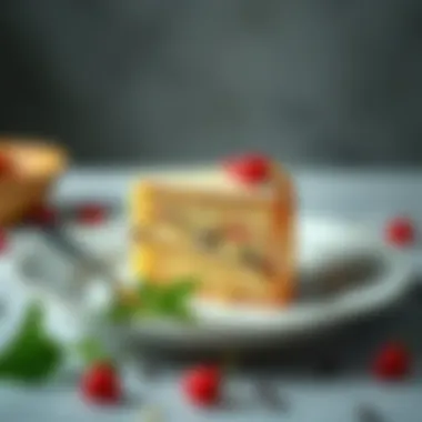 Slice of Savory Diet Cake Served A slice of savory diet cake served on a beautiful plate