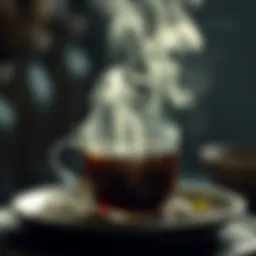 A rich, steeping pot of loose leaf tea with steam rising, capturing the essence of tradition.
