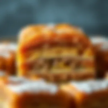 Intricate Layers of Baklava A close-up view showcasing the intricate layers and golden-brown crust of baklava