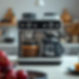 Elegant double coffee machine displaying brewing options