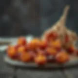 Dried paradise fruit displayed on a rustic wooden table