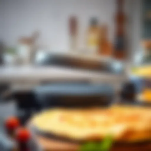 A sleek electric crepe maker in action, showcasing its smooth cooking surface.