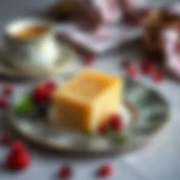 Elegant presentation of semolina halva on a decorative plate