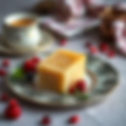 Elegant presentation of semolina halva on a decorative plate