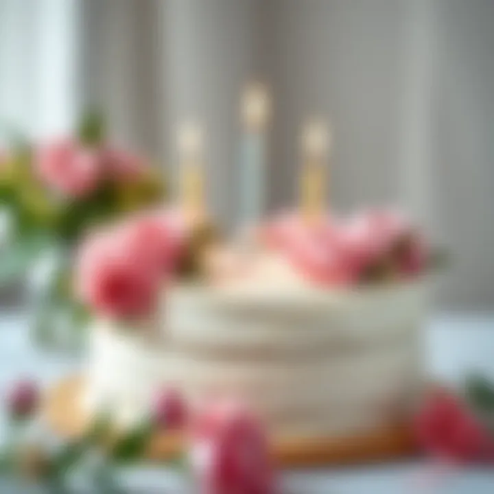 Floral Accents on a Birthday Cake An elegantly decorated birthday cake with floral accents