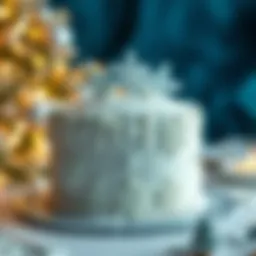 A beautifully decorated Elsa cake featuring intricate snowflake designs