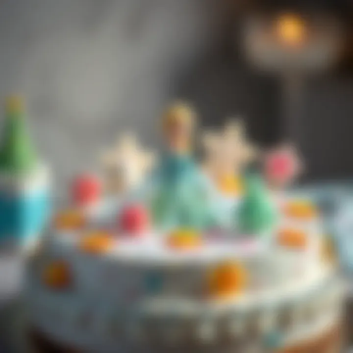 Whimsical Elsa Cake Decorations A whimsical Elsa cake adorned with colorful edible decorations and sparkles