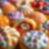 Vibrant Assortment of Elvan Kruvasan A vibrant assortment of colorful Elvan Kruvasan pastries showcasing a variety of fillings.