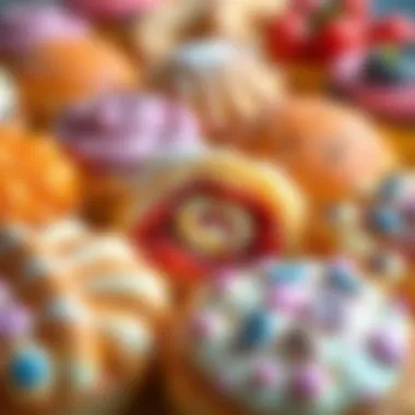 Vibrant Assortment of Elvan Kruvasan A vibrant assortment of colorful Elvan Kruvasan pastries showcasing a variety of fillings.