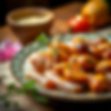 An elegant presentation of Emin Dana Kusbasi on a traditional Turkish plate