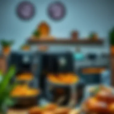 A selection of air fryers displayed in a home setting