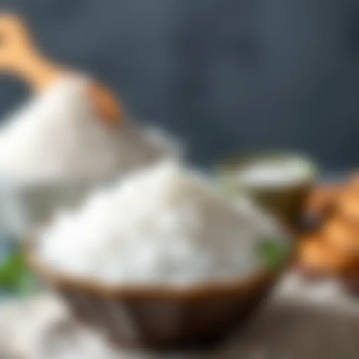 A close-up of granulated sugar in a decorative bowl