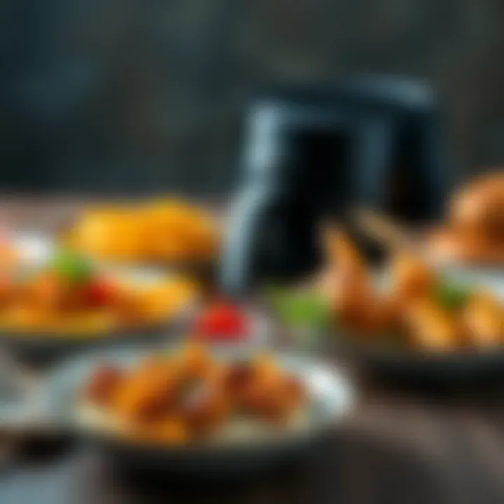 A selection of healthy dishes prepared with an air fryer