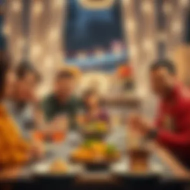 Family gathering around the table during iftar