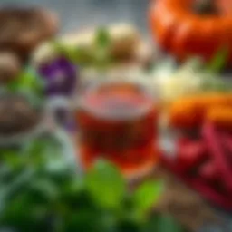 A vibrant display of herbal ingredients used in Feridun Kunak detox tea