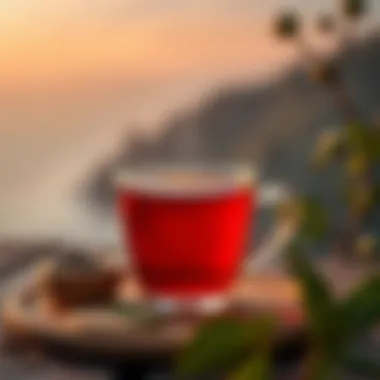 A steaming cup of Feridun Kunak detox tea against a serene backdrop