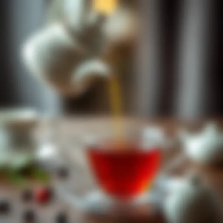 An elegant teapot pouring Feridun Kunak detox tea into a delicate teacup