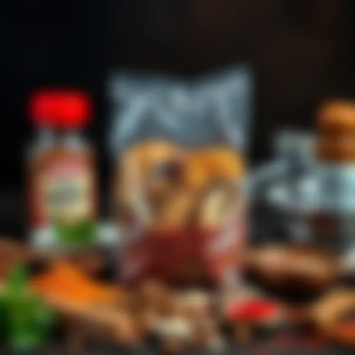 Ingredients and Spices for Baked Chicken An array of spices and ingredients used for cooking chicken in a bag.