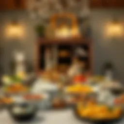 A beautifully arranged Iftar table with various traditional dishes