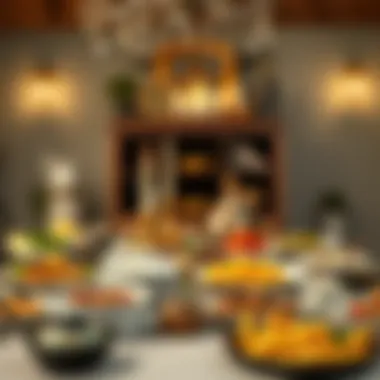 Traditional Iftar Table Presentation A beautifully arranged Iftar table with various traditional dishes