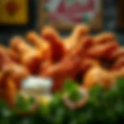 Delicious fried chicken display