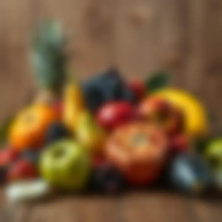 Fruit arrangement on a wooden surface