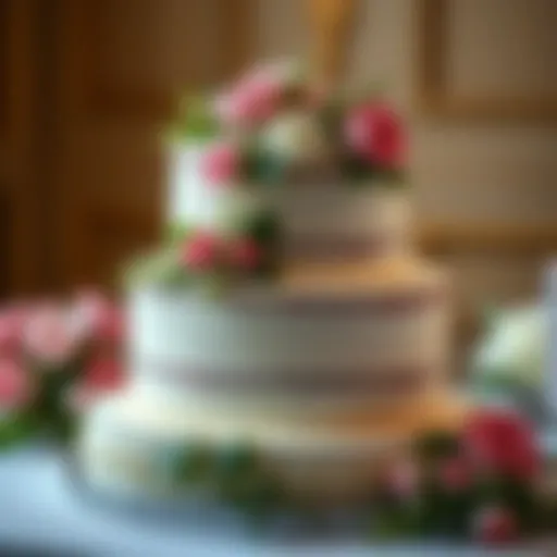 Elegant wedding cake with floral decorations